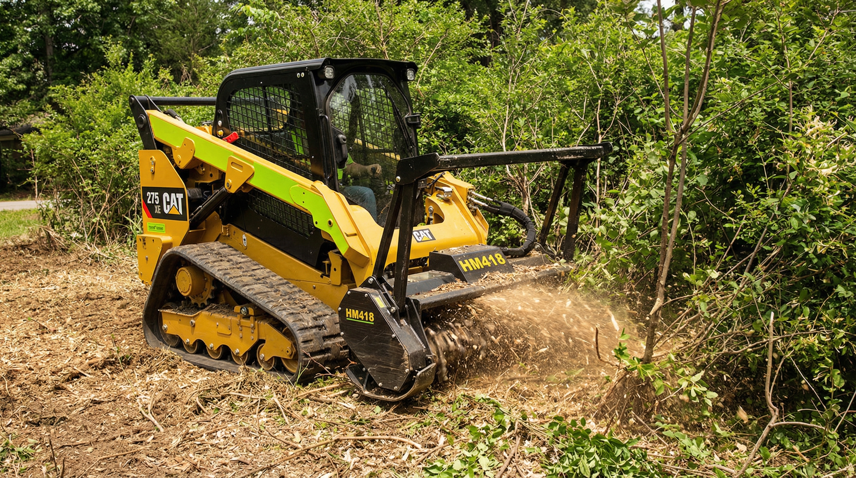 Cat 275 XE with HM418 mulcher clearing honeysuckle