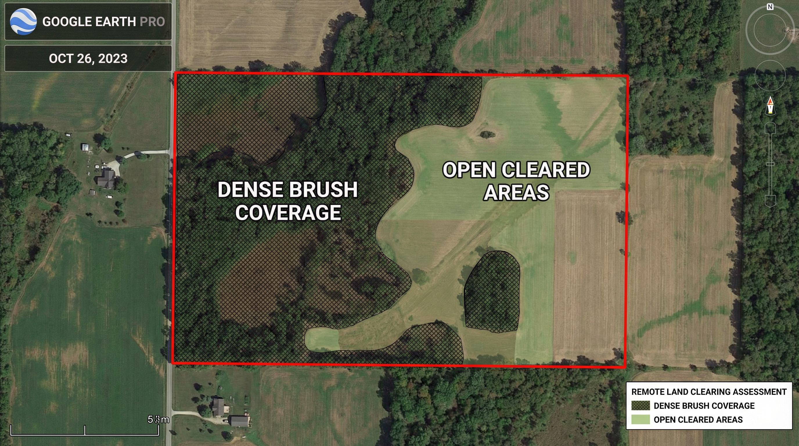 Satellite property assessment for remote land clearing quotes